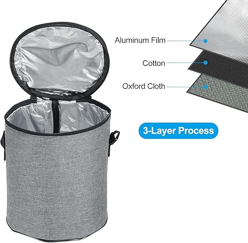 Miniatura 4 de PATIKIL Bolsa de almuerzo aislada de 6.9 x 8.3 pulgadas con correa para el hombro, tarro de alimentos aislado impermeable, bolsa de almuerzo