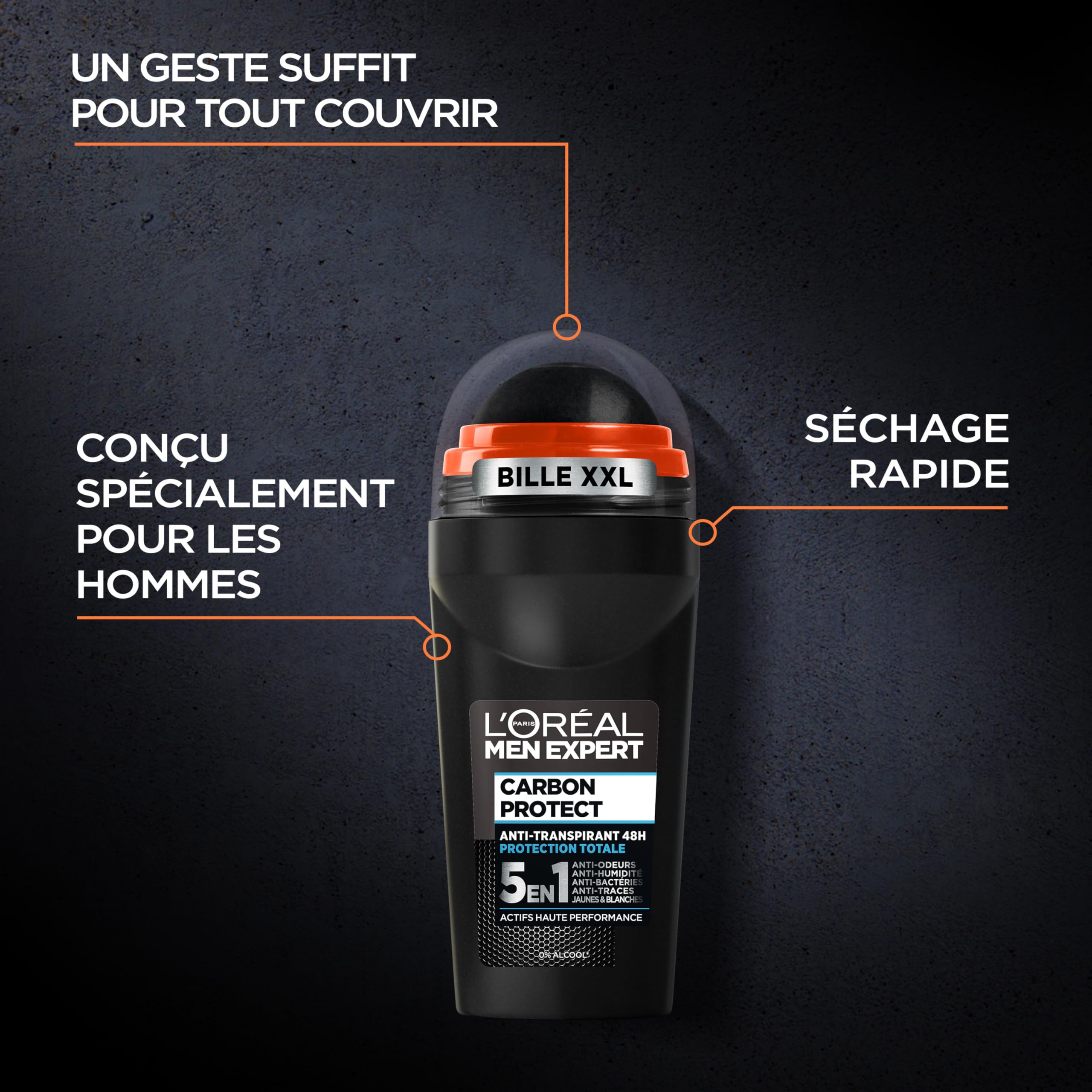L'Oréal Men Expert - Routine Carbon Protect żel pod prysznic i dezodorant dla mężczyzn - 3x żele pod prysznic Carbon Protect, 2x dezodorant Carbon Protect