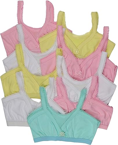 ToBeInStyle Paquete de 4 brasieres elásticos de entrenamiento con ribete de ganchillo para niña