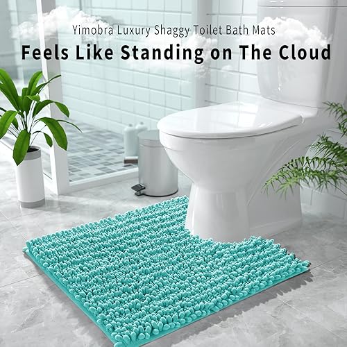Miniatura 826 de Yimobra - Tapete de baño largo de felpilla, grande de 55.1 x 24 pulgadas, microfibra gruesa, absorbente, extrasuave, antideslizante, peludo, lavable