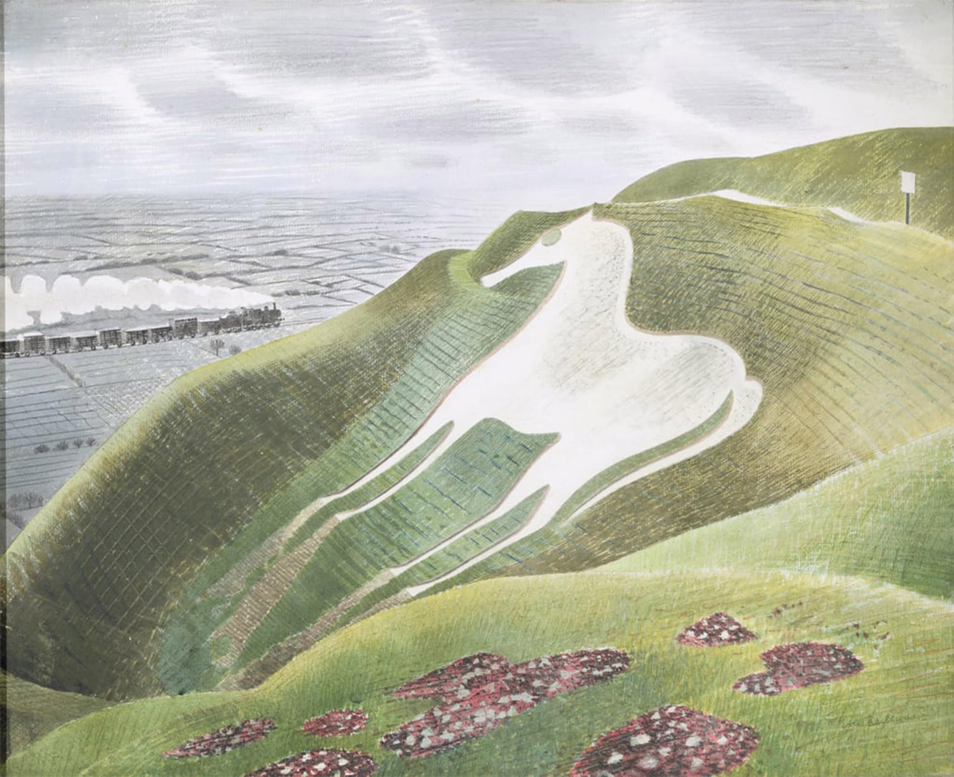 Artxlxxbn No Frame Famous Painting Art Wall Decor Abstract Art Picture The Westbury Horse By Eric Ravilious Animal Pictures For Home Decor 60X90cm