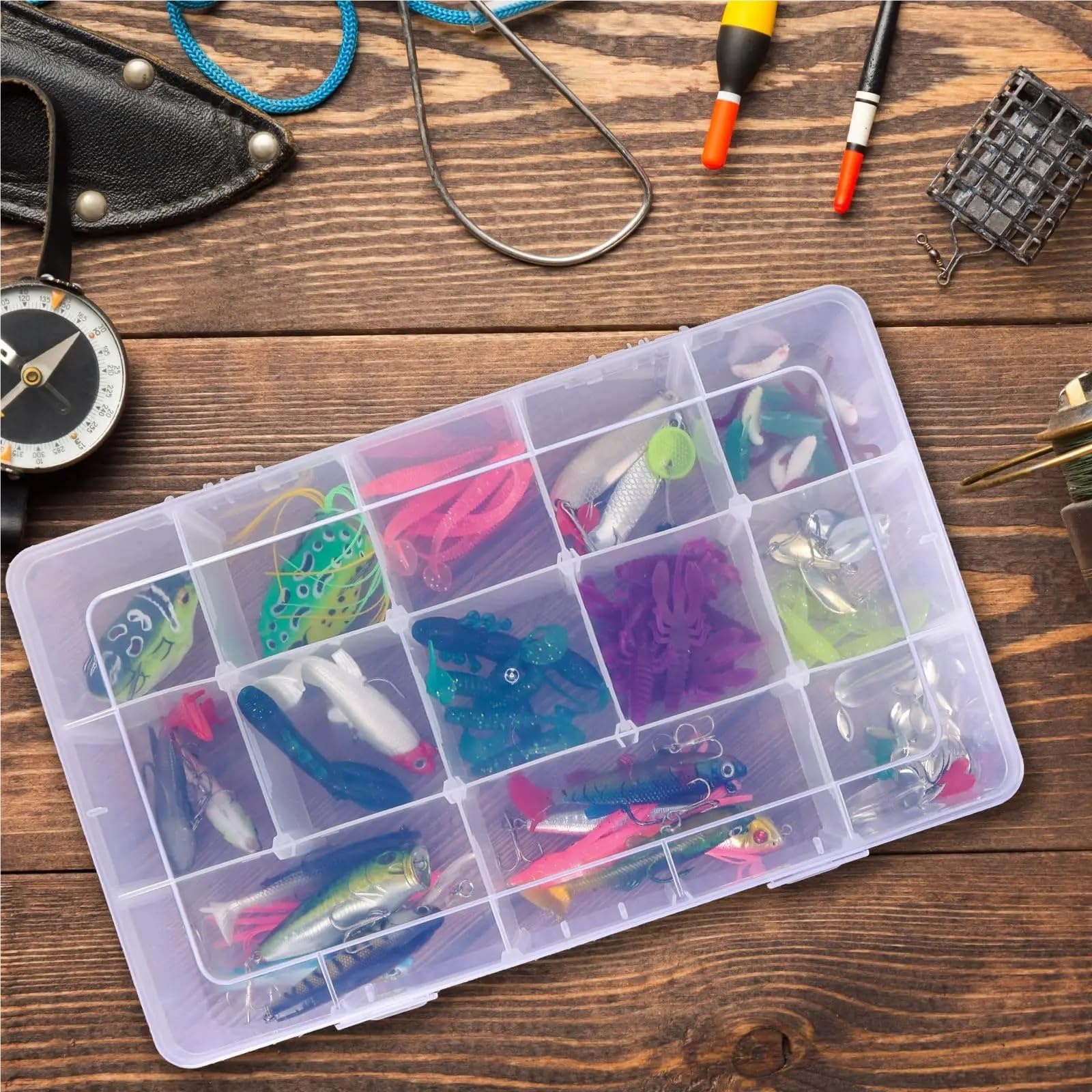 Aufbewahrungsbox für Fuse Beads 1/2/3 große transparente Kunststoff-Aufbewahrungsboxen mit 15 Fächern – ideal for Perlen, Schmuck, Kunsthandwerk und mehr(3Pcs)