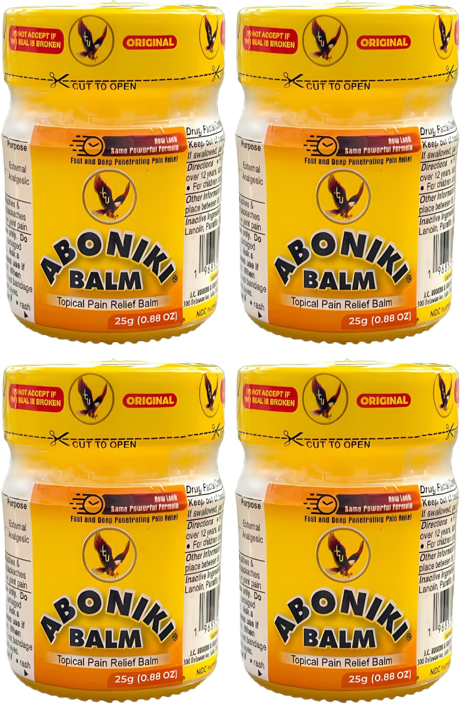 Aboniki Balm (4 Glass Jars) - Fast-Acting and deep penetrating Pain Relief for Joint Pains, Muscle Soreness, backaches, Arthritis, Knee Pain, Neck Pain, sprains, strains, and More!