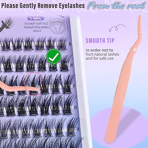 Miniatura 3 de Extensiones de pestañas en racimo, 320 unidades, pestañas esponjosas 80D, extensiones de pestañas gruesas para bricolaje de 0.354-0.630 in, pestañas