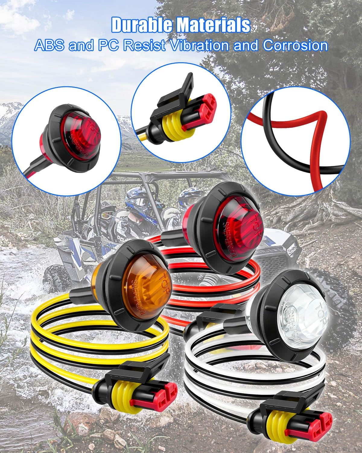 WUMZIJ Universal UTV ATV Turn Signal Kit with Horn Compatible with Polaris Ranger RZR Can-Am CFMOTO SXS, Pre-Wired Blinker System Street Legal Kit with 3 Rocker Switches and Hazard Light