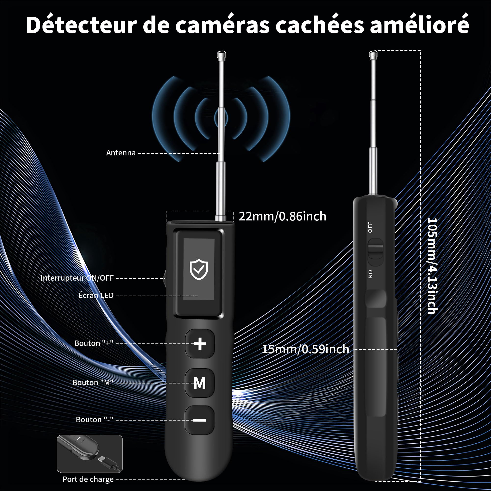 Détecteur de lit, détecteur RF, détecteur GPS, traceur, appareils auditifs, caméras sans fil pour hôtels, maisons, bureaux