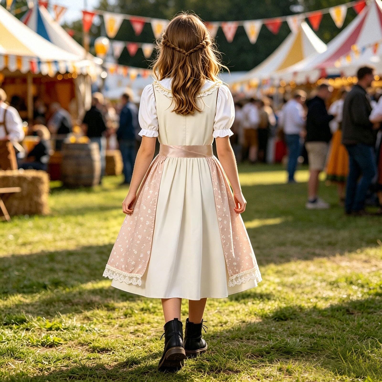 Dirndl dziewczęca bluzka i fartuch w tradycyjnym stylu dla dzieci, dziewczynek, fartuch do stroju bawarskiego