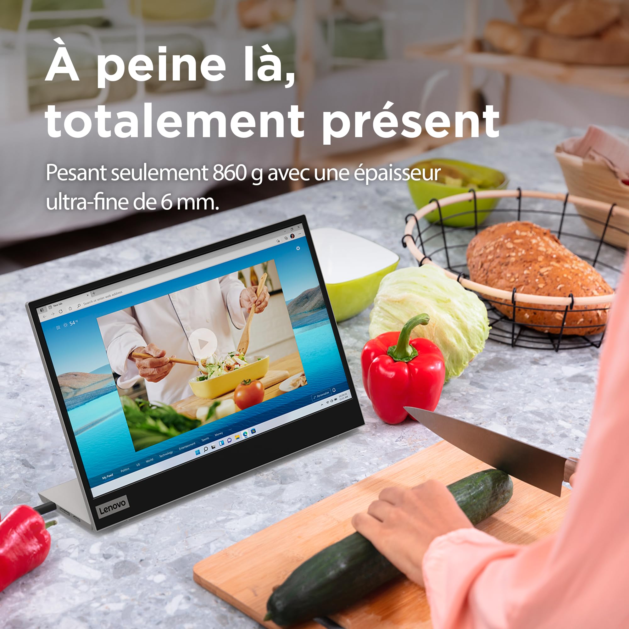 Lenovo L15(A21156FX0) Moniteur Portable, écran 15,6" (Full HD, IPS, 60 Hz, 6 ms, entrée 2 x USB-C, câble vers USB-C, réglable en Inclinaison) - Gris