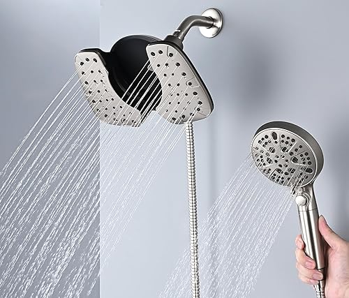 Miniatura 2 de Cabezal de ducha tipo lluvia y ducha de mano,10 pulgadas, níquel, presión 2.5 GPM, 10 ajustes de rociador, desmontable, interruptor de