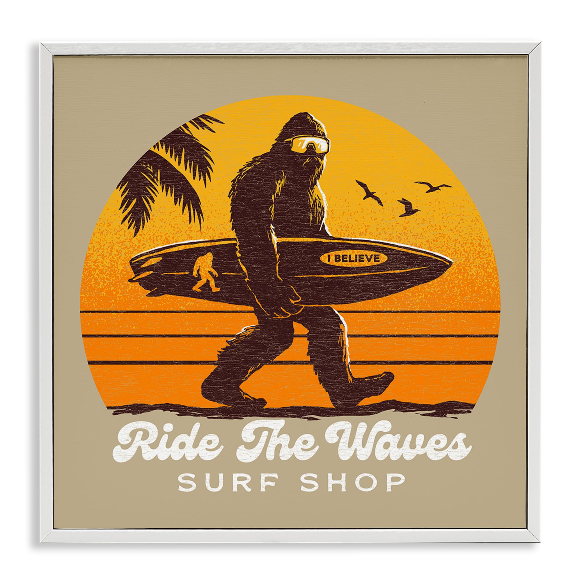 Affiche surf Ride The Waves Stupell encadrée pour habiller un petit mur vide