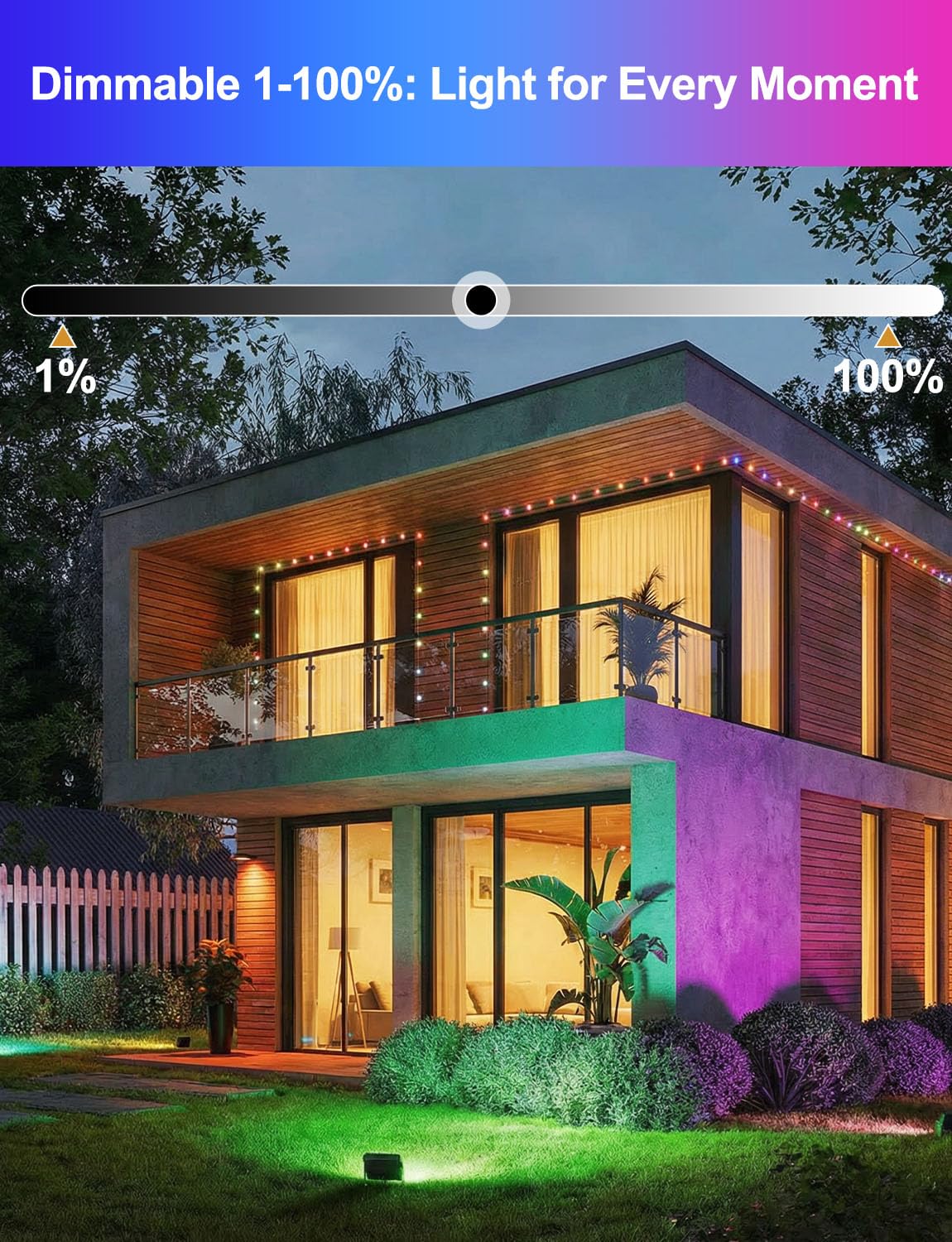 HEKEE Projecteur LED RGB 50W Bluetooth IP66 Etanche Extérieur 2 Unités