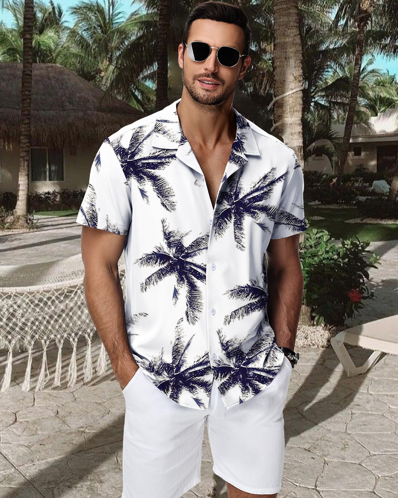 HMIYA Mens Hawaiian Shirts Short Sleeve Button Up Chemise Homme S-3XL - 4