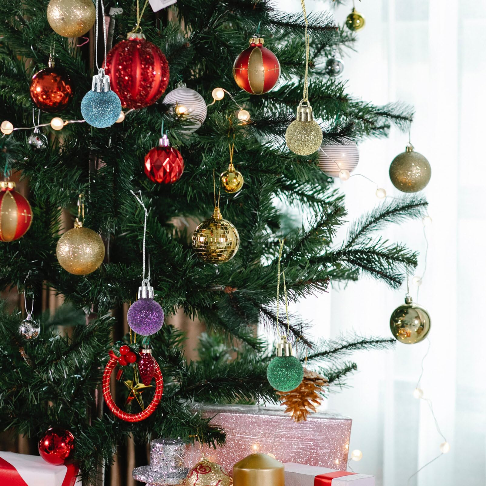 PRETYZOOM Weihnachts-Mini-Glitzerkugeln 80 Stück Mehrfarbiger Baumschmuck Bruchsichere Mini-Weihnachtskugeln Zum Aufhängen Für Weihnachtsbaum Dekoration