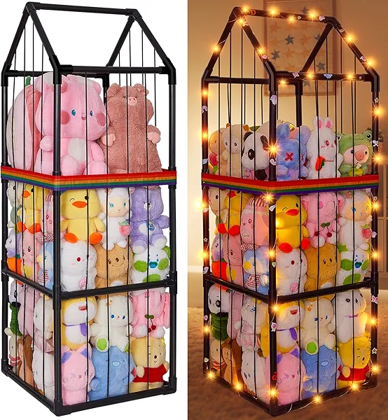 Stuffed Animals Storage Zoo Plushies Toy Storage Organizer Unicorn Castle PVC Stuffed Animals Holder Kids Toy Storage Playroom Nursery Storage Shelf
