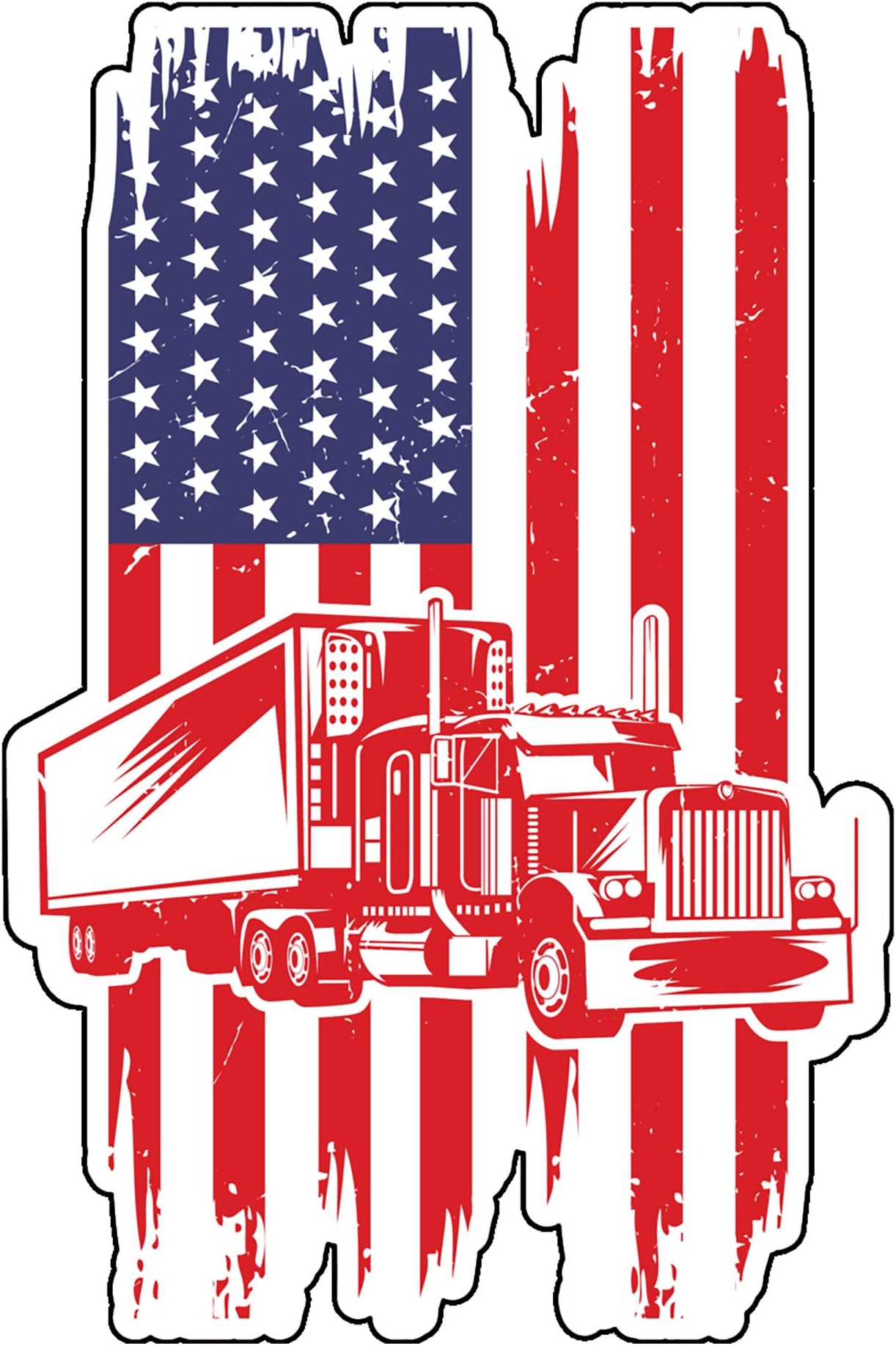 WickedGoodz American Flag Trucker Decal - Truck Driving Bumper Sticker - for Laptops Tumblers Windows Cars Trucks Walls