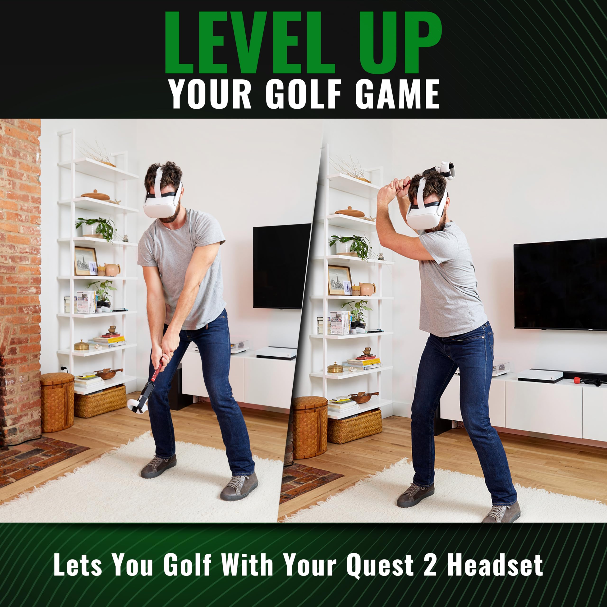 DeadEyeVR DriVR - Akcesoria do uchwytu kija golfowego VR - Rift S i Oculus Quest 2 (czerwony - metalowy)