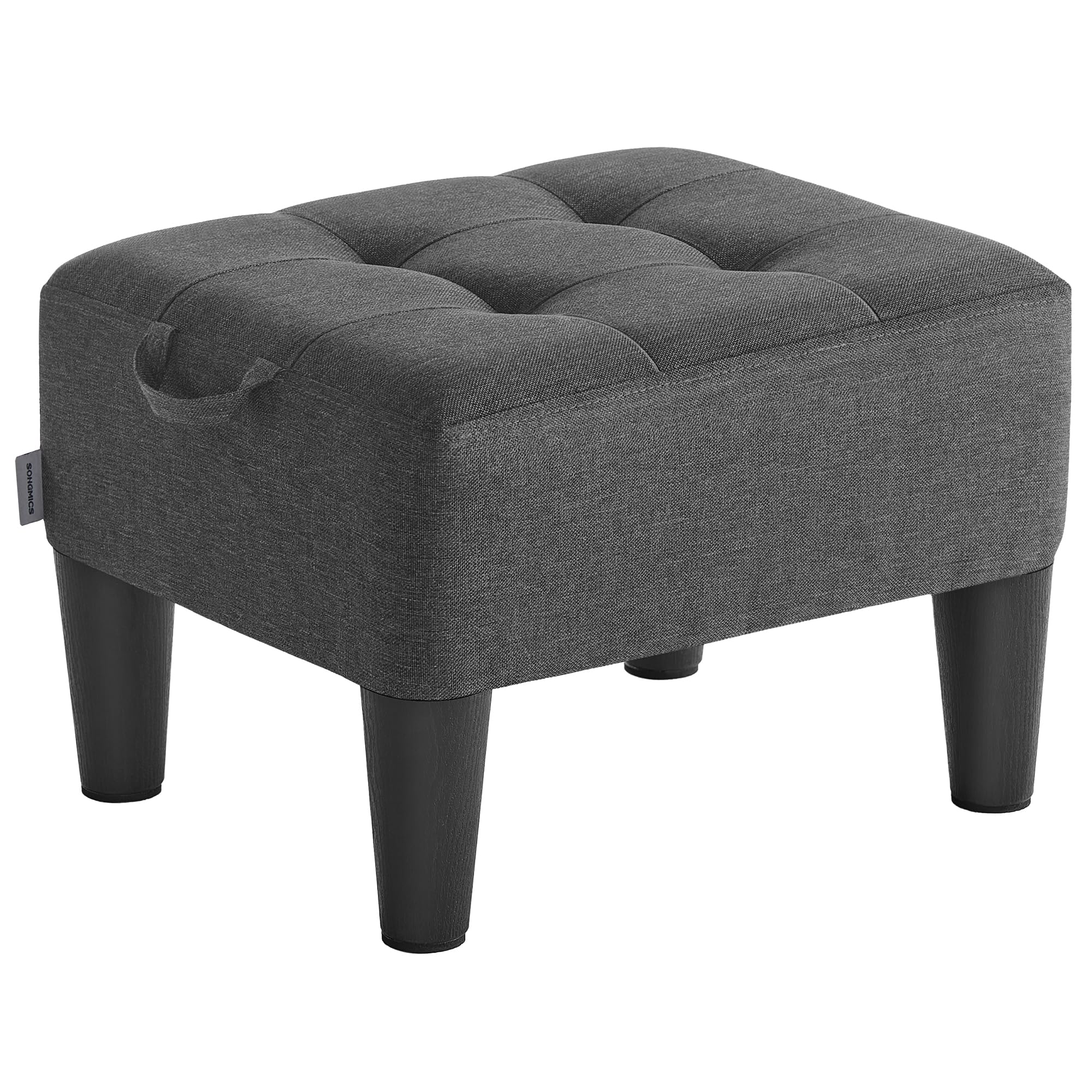 SONGMICS Sitzhocker, Fußhocker, Leinenimitat, Hocker, Dicke Polsterung, bis 150 kg belastbar, für Wohnzimmer Schlafzimmer Eingangsbereich, schiefergrau-tintenschwarz LOM502G01