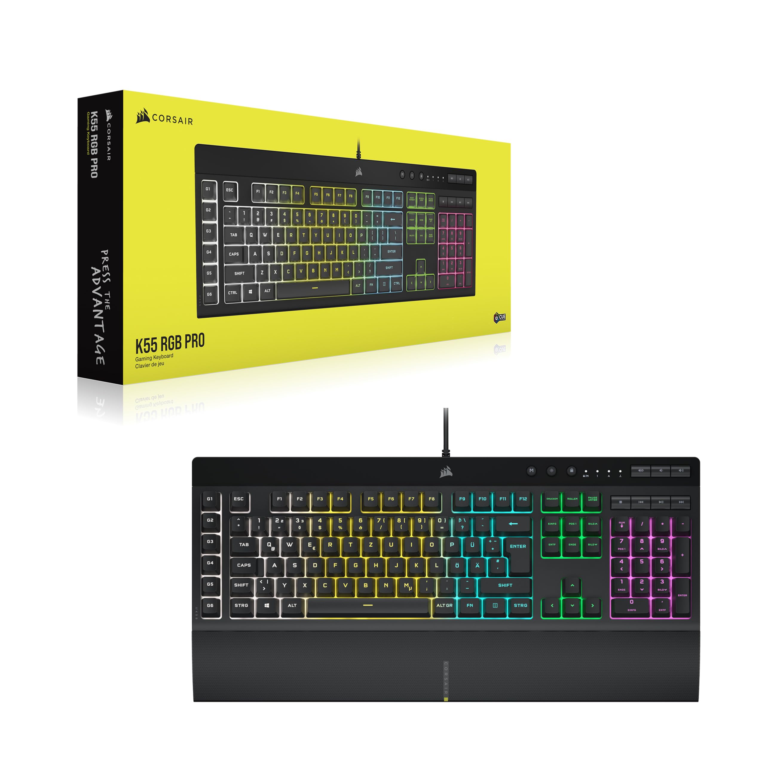 Corsair K55 RGB PRO Kabelgebundene Membrantastatur Schwarz