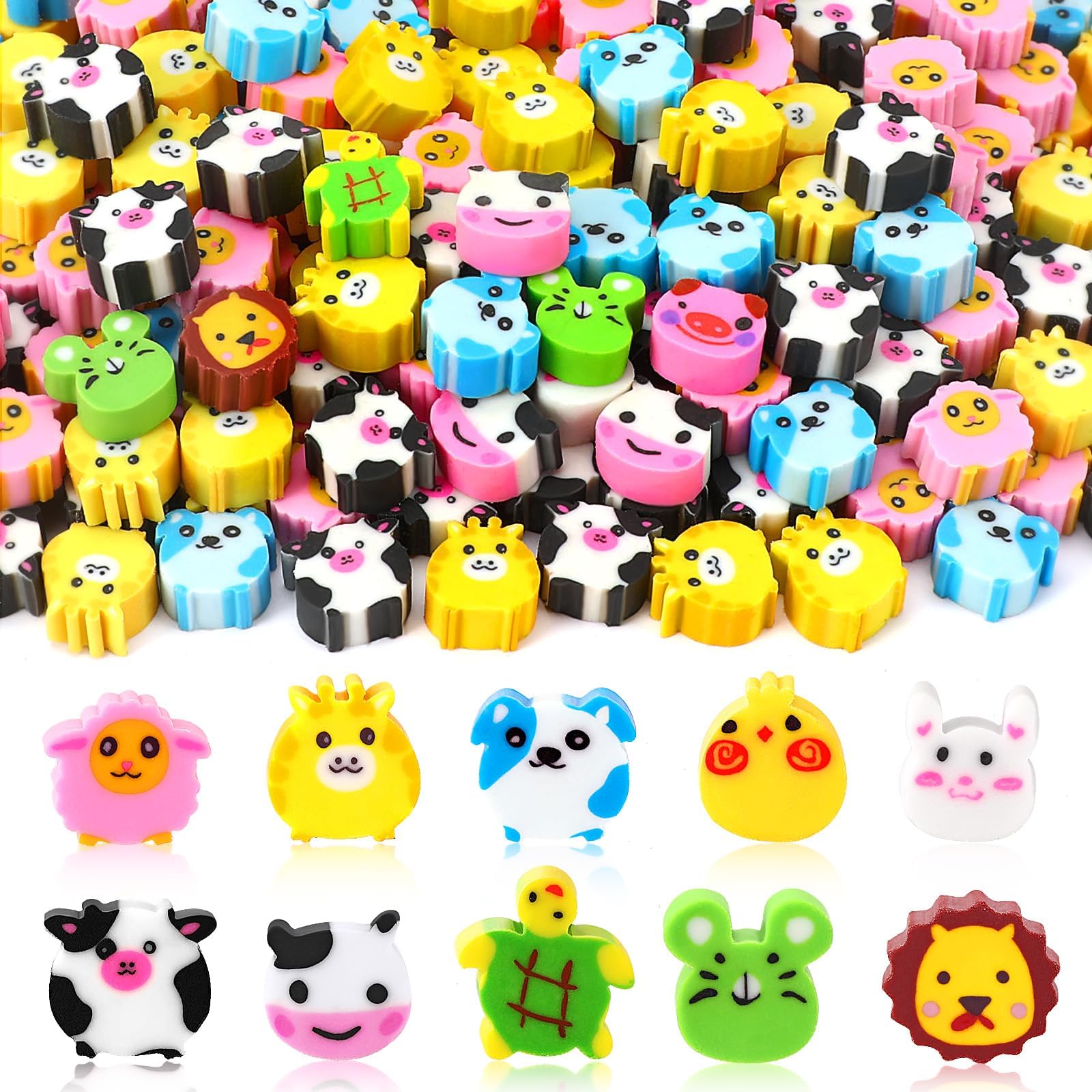 150 Pieces Mini Erasers for Kids Bulk Novelty Animal Erasers for Students Homework School Classroom Rewards Prizes,Party Favors