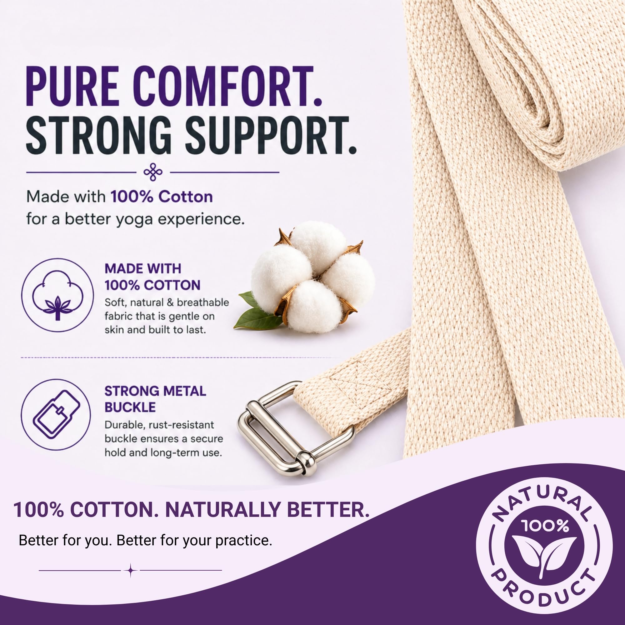 Correa de yoga (9 pies (3 m), blanco)