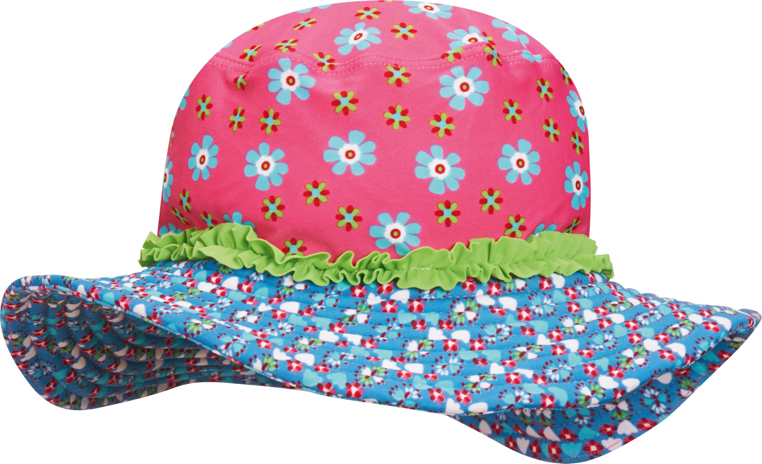 Playshoes Unisex Kid's UV-Schutz Sonnenhut Blumen Hat, Pink (Original), Medium (Size:53cm)