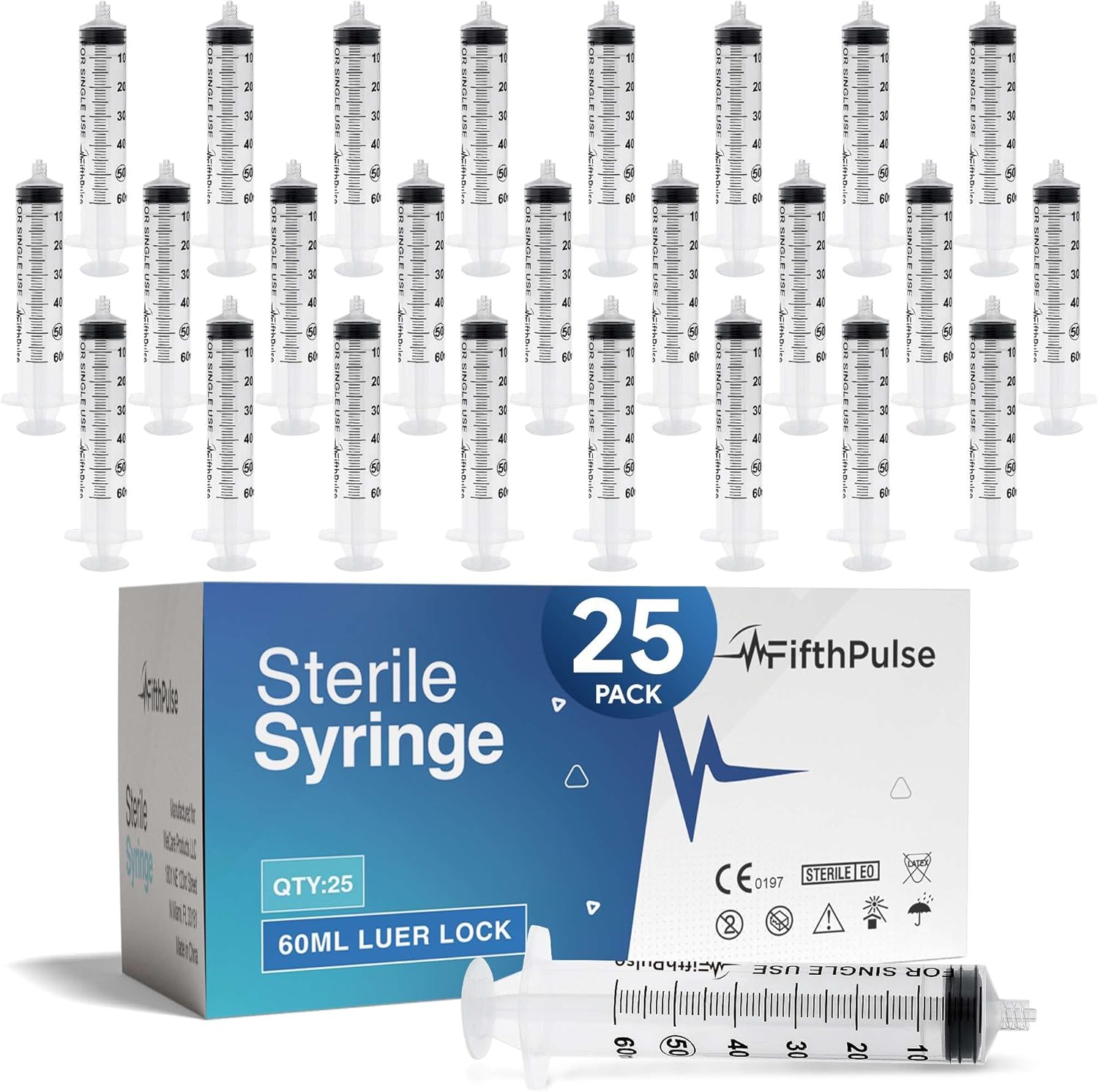 1 ml Syringe without Needle - 5 Pack of Individually Wrapped Disposable Syringes - Good for Medical, Scientific Lab, Home Use, and More - Sterile Luer Lock Syringes