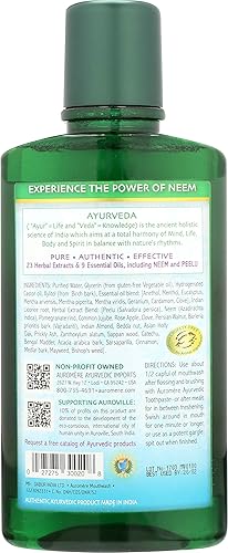 Miniatura 2 de Auromere Enjuague bucal ayurvédico, vegano, sin flúor, sin alcohol, natural, sin OMG (16 onzas líquidas), paquete de 2