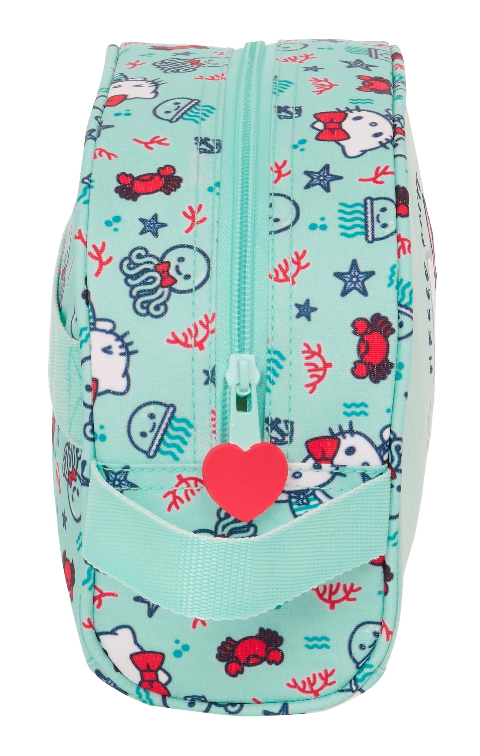 Safta Hello Kitty Sea Lovers - Neceser Grande Niño, Neceser Infantil, Adaptable a Carro, Ideal para Niños de 5 a 14 Años, Cómodo y Versátil, Calidad y Resistencia, 26x16x9 cm, Color Turquesa