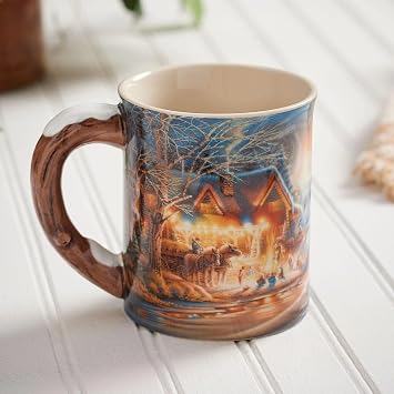 Stoneware Nature-Themed Sculpted Mug, 16 oz