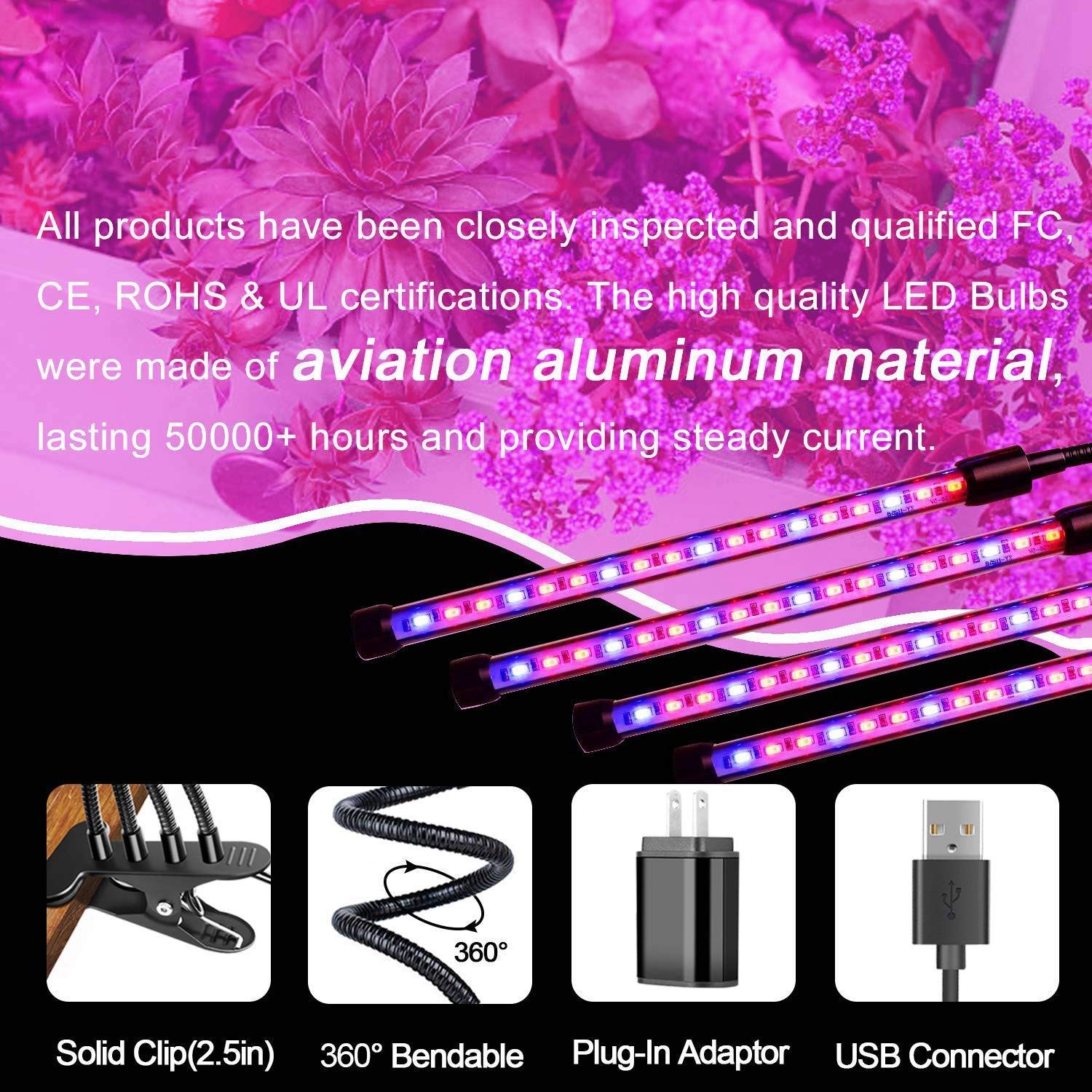 Rozwijaj żarówkę Indoor Plant - Rosną światło dla roślin domowych - Led Grow Light - Światła roślin z klipsem - Rosnąca lampa do wzrostu roślin z zegarem na zewnątrz needed