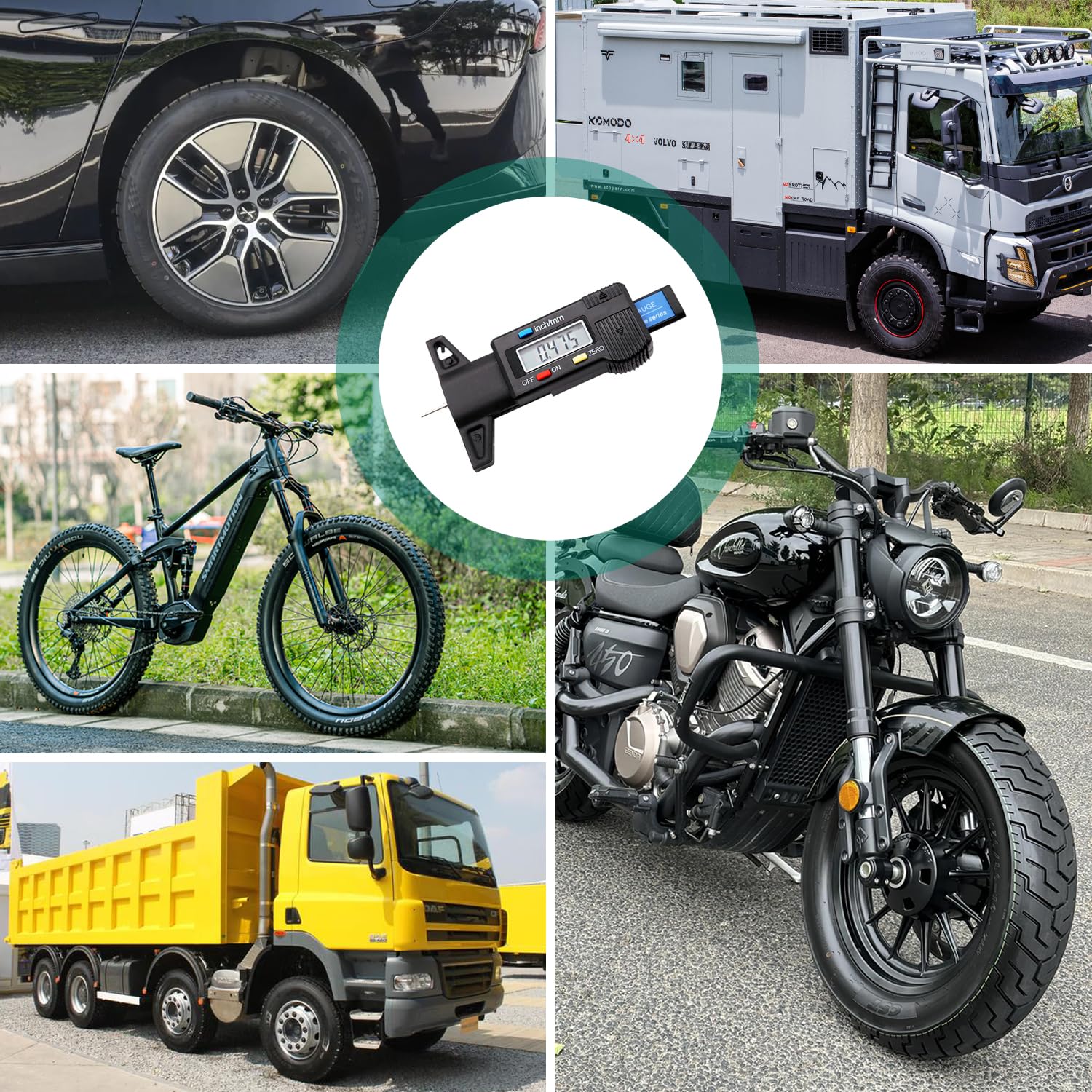 Misuratore Digitale Per Battistrada Pneumatici - LCD 0-25.4mm, Precisione 0.01mm Per Auto, Moto E Camion - Foto 2