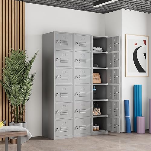 Miniatura 2 de Topass Armario de metal con 6 puertas, armarios con cerradura para empleados, armarios de almacenamiento de casilleros de 71 pulgadas para escuela,