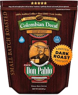 Don Pablo Colombian Decaf - Limited Edition Dark Roast Gourmet Coffee, Swiss Water Process Decaf, 100% Arabica Whole Bean, Non-GMO, Low Acidity, 2 Pound (2 lb) Bag