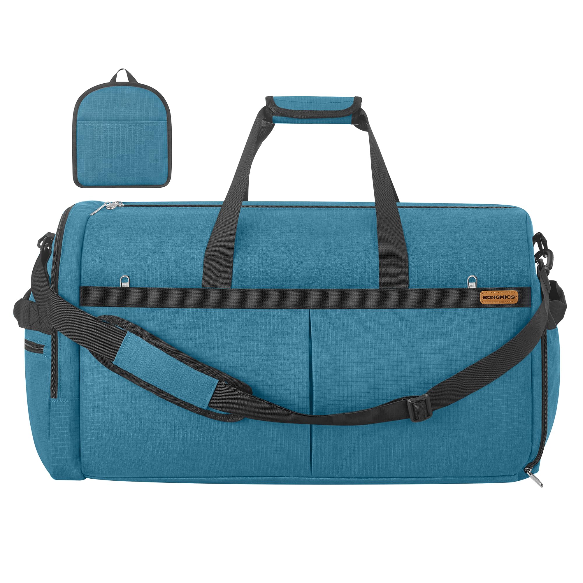 SONGMICS Reisetasche groß, 80L Faltbare Sporttasche mit Schuhfach | Weekender aus Polyester, 65 x 33 x 36 cm, für Reise, dufflebag, travelbag, luggage bag, mit Nassfach, Blau, RBF080Q101