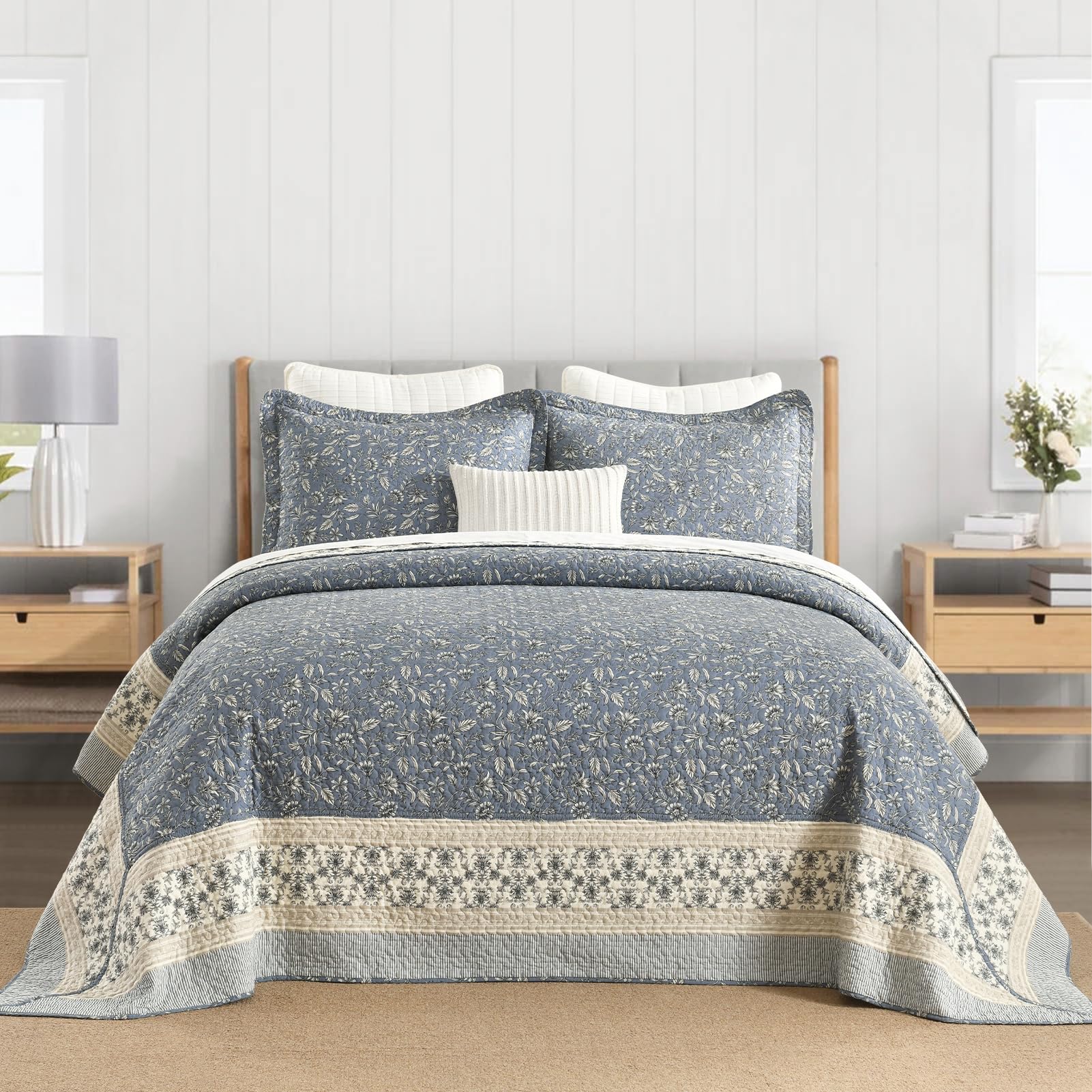 FineStichery 100% Cotton Oversized Quilt 128"x120"