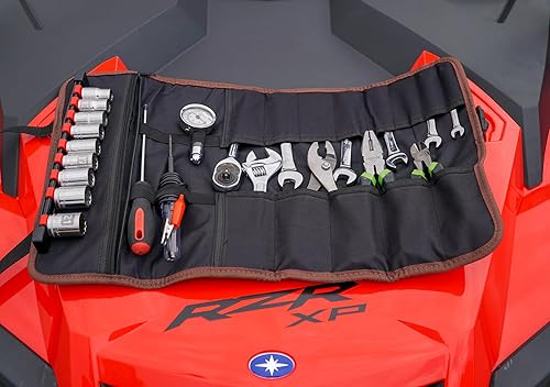 Miniatura 6 de Bolsa de herramientas enrollable para almacenamiento y organización de herramientas, rollo de herramientas resistente con asa y correas de hebilla