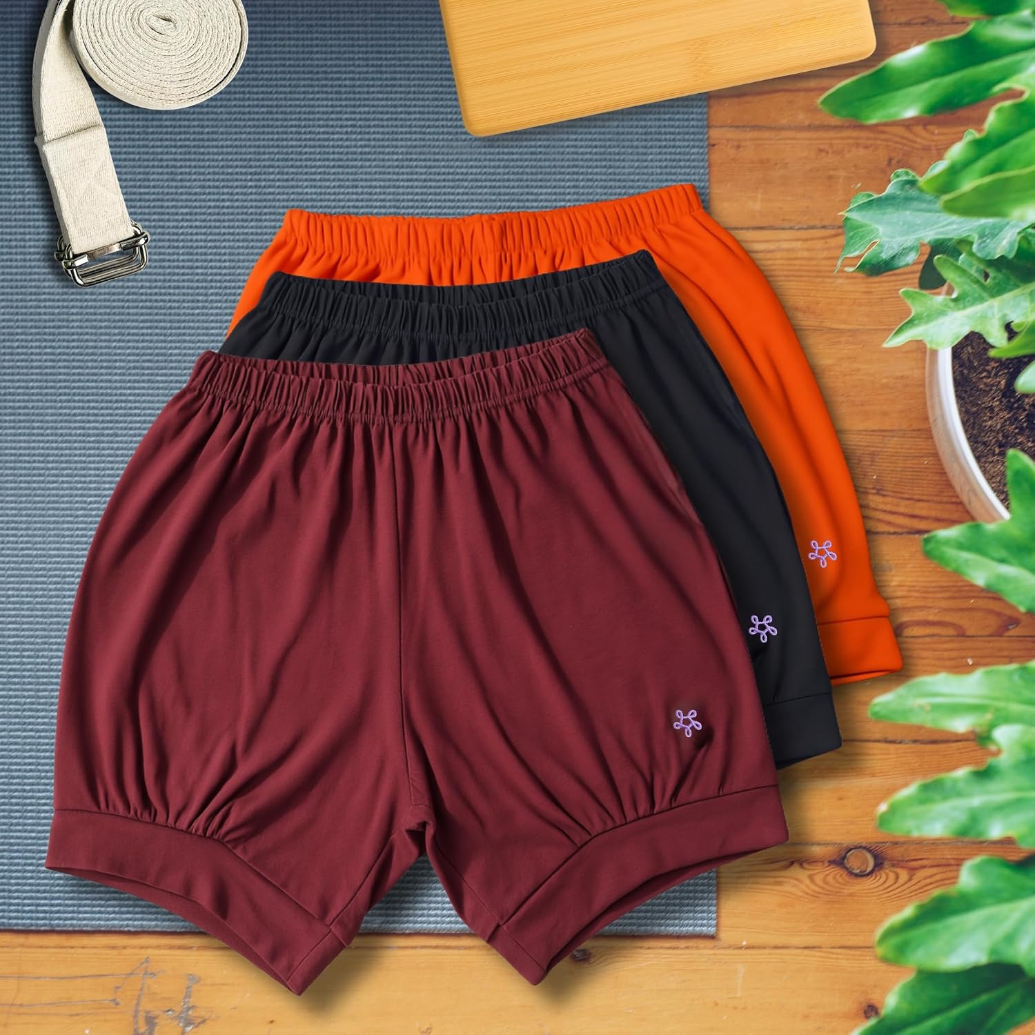 Yogikuti Pune Yoga Unisex Short - Set of 3, Pune Pants, Iyengar Yoga Shorts
