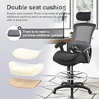 Vista 3 de BOLISS 400lbs Ergonomic Drafting Chair,Tall Office Mesh Chair, Standing Desk Chair,Height Adjustable Armrest and Flip up Arms, Adjustable Lumbar