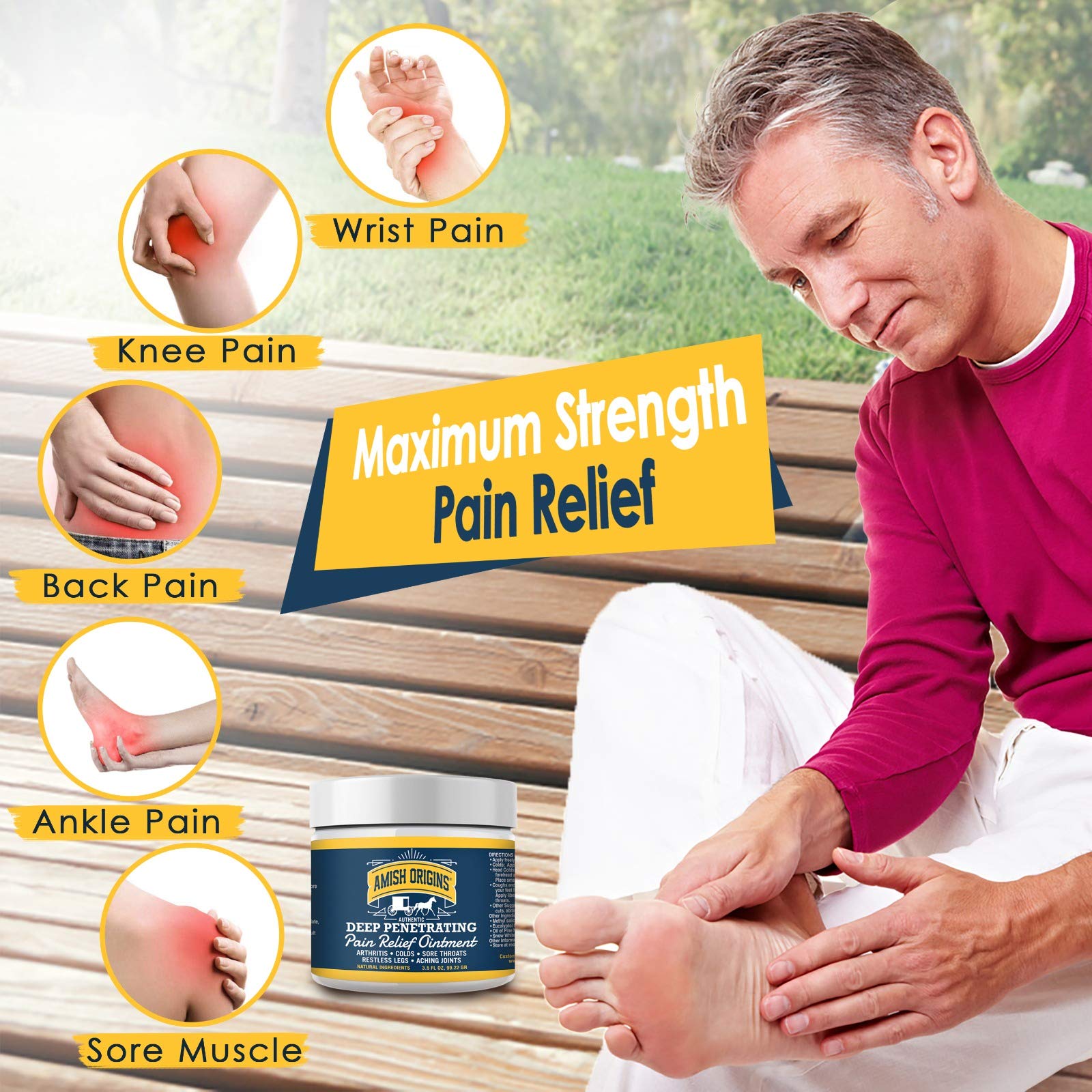 Buy Pain Relief Cream Amish Origins Maximum Strength Deep