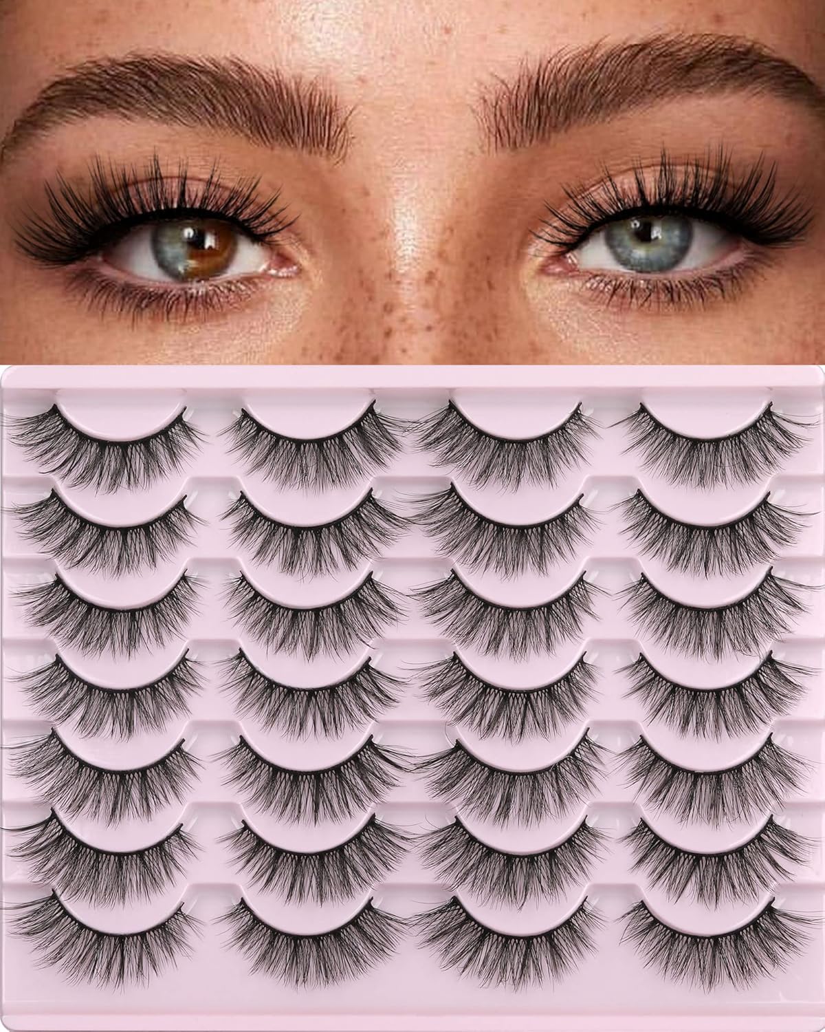 Kiromiro False Eyelashes 14mm Faux Mink Lashes Natural Look 3D Fluffy Cat Eye Wispy Lashes Pack, 14 Pairs Kiromiro False Eyelashes 14mm Faux Mink Lashes Natural Look 3D Fluffy Cat Eye Wispy Lashes Pack, 14 Pairs
