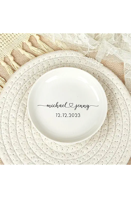 Custom Personalized Engagement Ring Dish, Custom Couple Names...