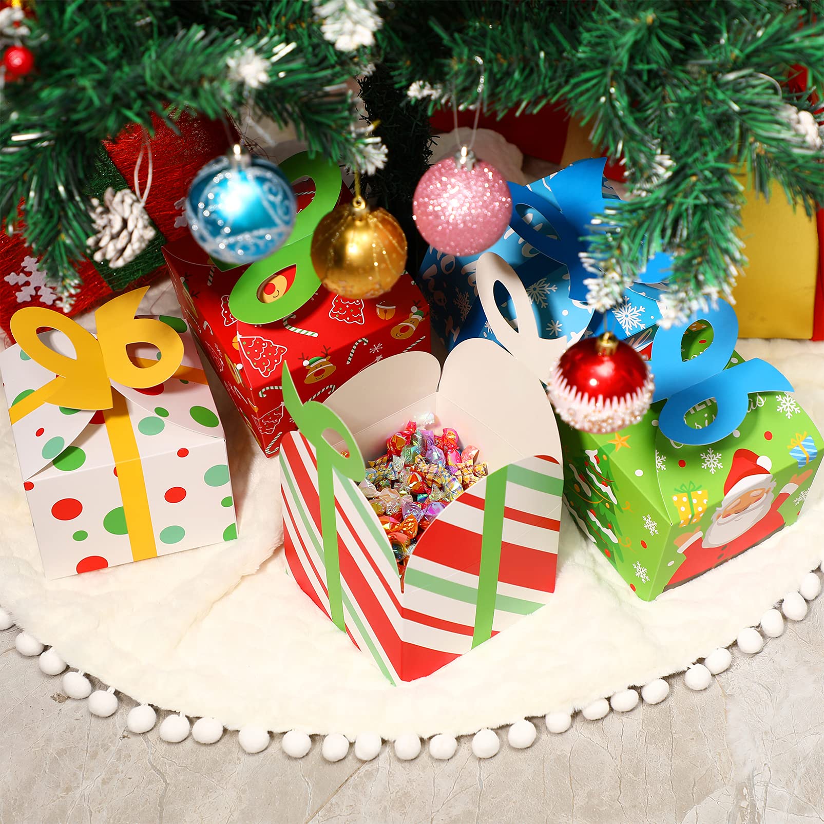 36 Cajas De Regalo Navideñas Con Cinta Y Etiquetas - 8x8x9 Cm, Para Dulces, Galletas Y Pequeños Detalles