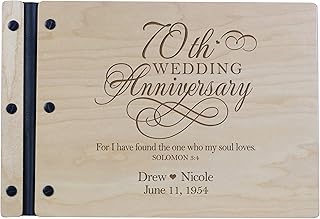 LifeSong Milestones Personalized 70th Wedding Anniversary Guest Book for Couple 70 Years of Marriage Celebration, Wooden Maple Signature Registry Guest Book for Seventieth Wedding (Maple)