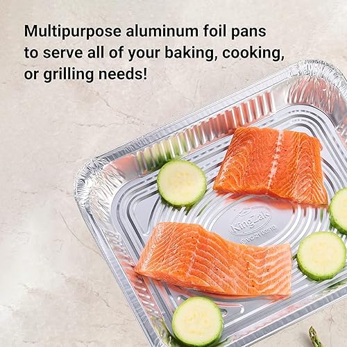 Miniatura 4 de Sartenes de aluminio de tamaño completo con tapas, 21 x 13 pulgadas desechables grandes para asar y hornear  Paquete de 10  Bandejas de roce