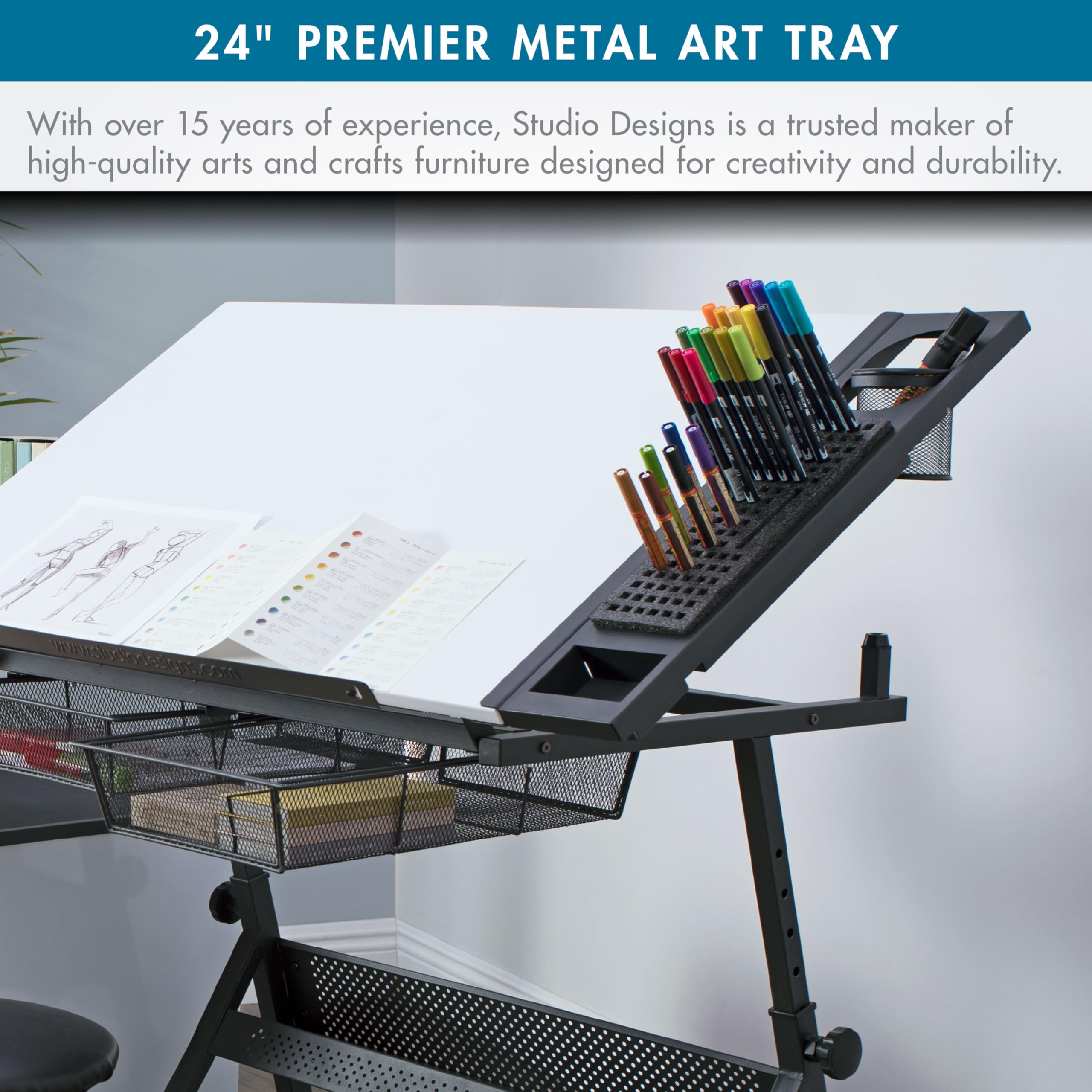 Studio Designs Art Tablett, Metall, anthrazit schwarz, 60 x 16,5 x 10 cm