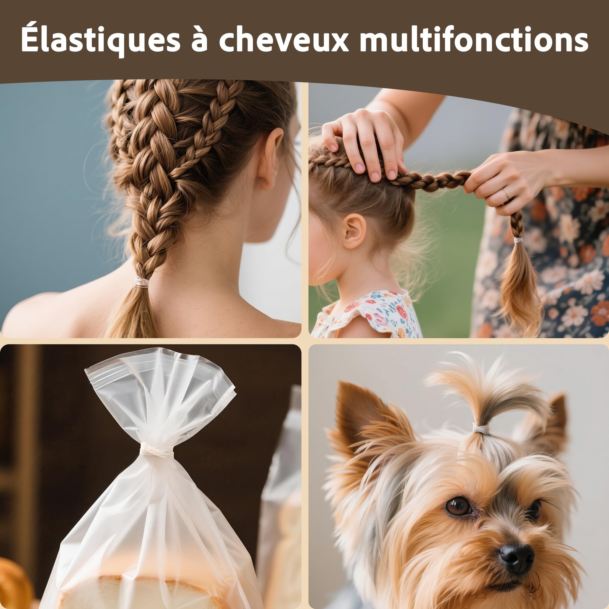 Gomas Pelo Niña Transparentes, 1000Pcs Gomas de Pelo Pequeñas Elásticas, para Peinados Diarios y DIY