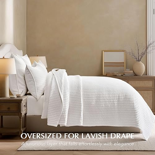 Miniatura 2 de EVERGRACEHOME Juego de edredón de satén de algodón, tamaño Queen, colcha de algodón prelavado, 3 piezas, ligero y suave, para todas las estaciones,