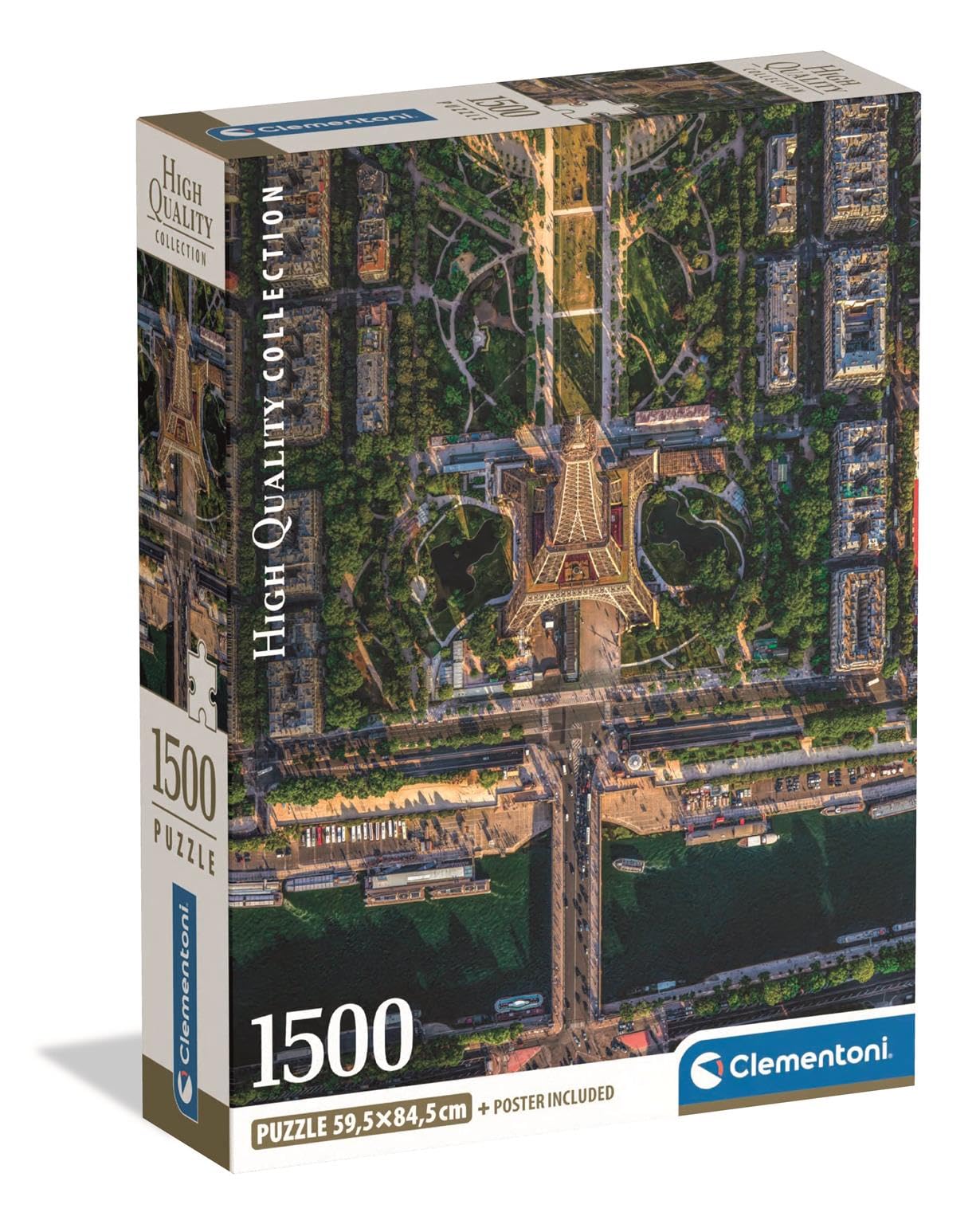 Clementoni Jigsaw Puzzle 1500 pieces Collection Flying Over Paris, Compact box, Puzzle for Adults 14-99 Years, Made in Italy, 31742