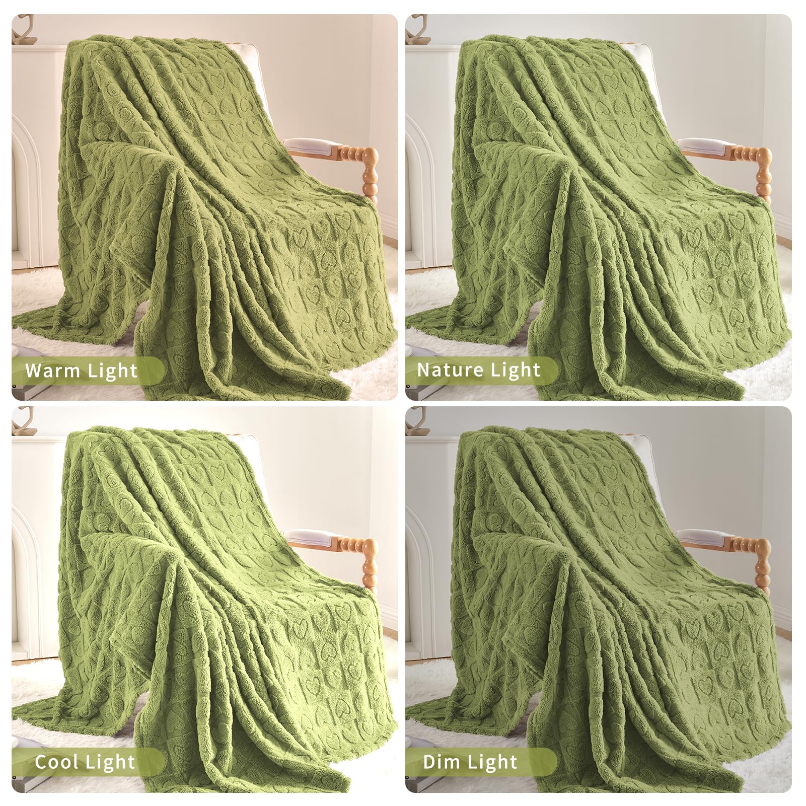 GIOKARNNA Heart Checkered Throw Blanket - Super Soft 280 GSM Fluffy Blanket For Bed, Couch, Gift (Burro Color, 60x80 Inches) - View #3