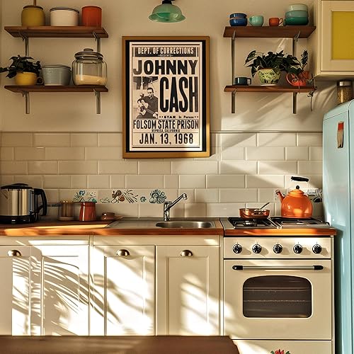 Miniatura 3 de Archive Cinema 'Folsom State Prison' Cartel de concierto retro, 11" x 17", 1968, Prisión Estatal de Folsom, música country, hecho en Estados Unidos